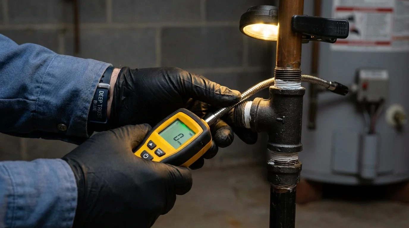 Gas leak detection with electronic sniffer by Johns Plumbing LLC in Davidsville